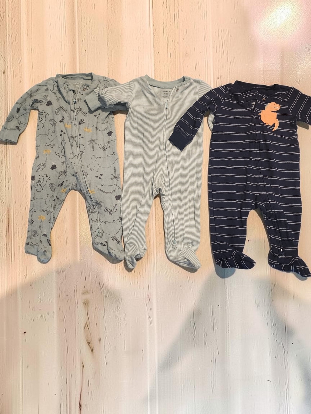 Baby Boy 6M Footed Pajamas Bundle - Carter's & First Impressions 4 Total